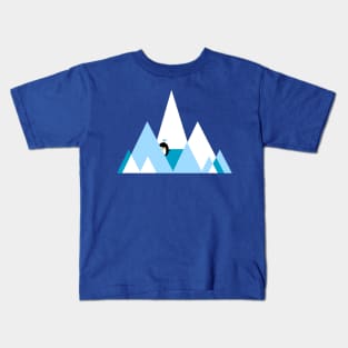 Funny penguin and mountains Kids T-Shirt